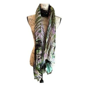 COLLECTION EIGHTEEN abstract print scarf, multicolored, viscose. Vintage styling